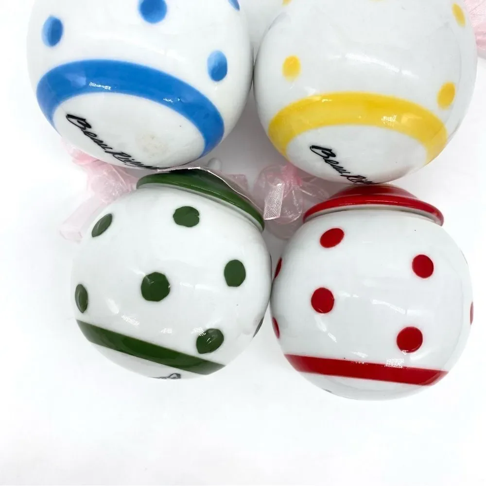 Vintage Beau Rivage Polka Dot Primary Colors Christmas Ornaments